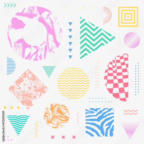 Cool Trendy Geometric Shapes Pattern. Abstract Geometry Background. Textured elements vector design.