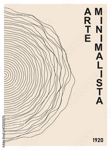 Minimal 20s geometric design poster with primitive shapes