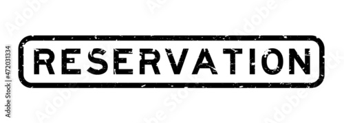 Grunge black reservation word square rubber seal stamp on white background