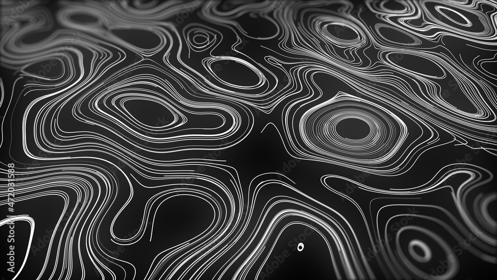 White outline topographic contour map abstract tech motion graphic design.  Geometric background. Video animation Ultra HD 4K 3840x2160. Moving waves  on black background. Pattern with waves of lines Stock Illustration | Adobe