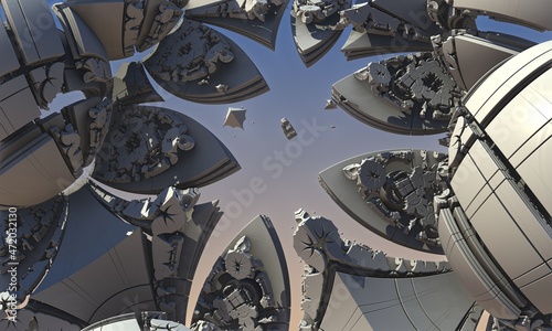 fantastic space construction background, interstellar fractal 3d render