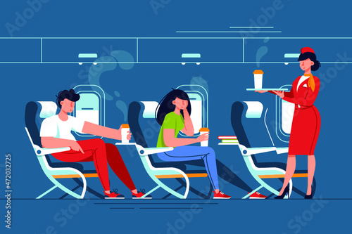 Man and Woman with Stewardess Relax