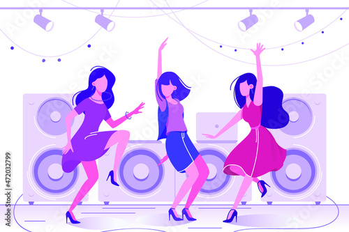 Young Beautiful Woman Dancing to Music in Club