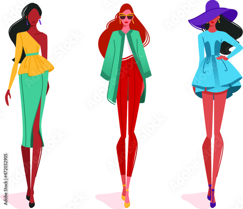 Fashionable Girls in Motion