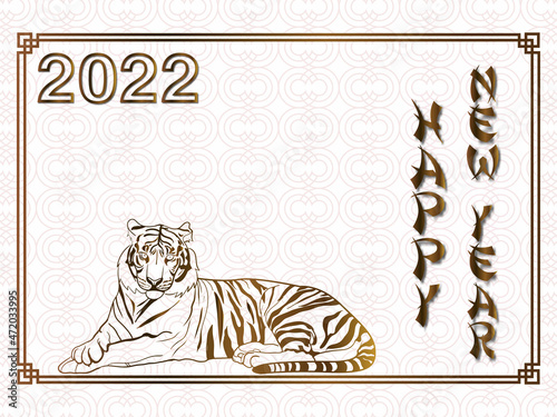 Chinese New Year 2022 Golden Year of the Tiger. Backgrounds  banners  cards  posters. Oriental zodiac symbol of 2022.