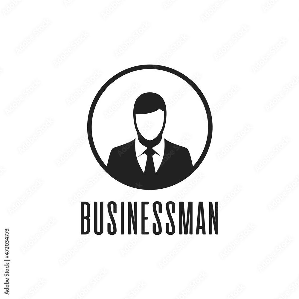 Businessman Avatar. Vector sign of man in Business suit. Male face icon in flat design. Man avatars profile concept. Concept of boss, office worker, manager, banker. Illustration EPS 10.