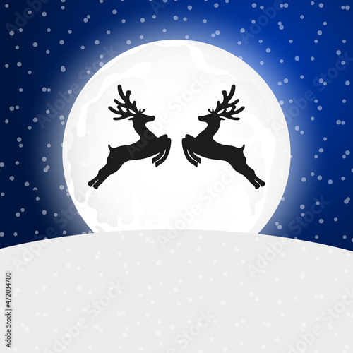 Reindeer silhouette the background of the moon  © Basthamp