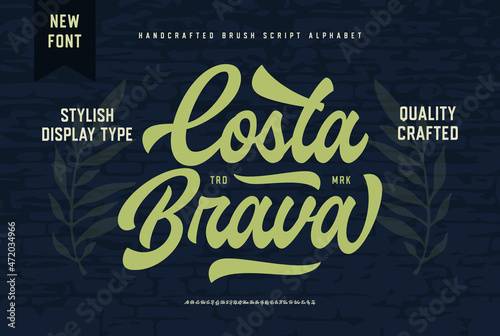 Costa Brava typeface. Original Retro Script Font. Vector
