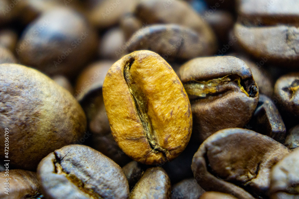 Texture of coffee beans. Brown gold. Macro photography Texture of coffee beans. Brown gold. Macro photography