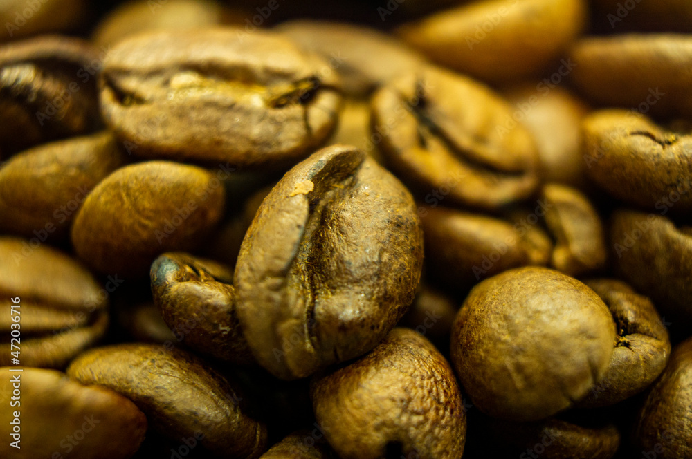 Texture of coffee beans. Brown gold. Macro photography Texture of coffee beans. Brown gold. Macro photography