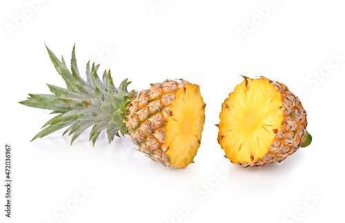 Pineapple half. Pineapple slice isolated on white.