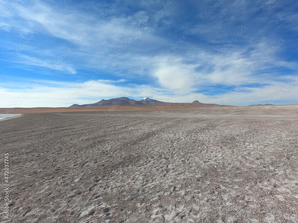 A valley in the stone desert of Bolivia near the city of Uyuni. Eduardo Avaroa Andean Fauna National Reserve
