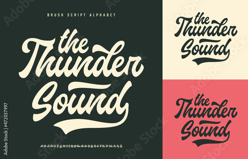 The Thunder Sound.  Original Retro Script Font. Vector