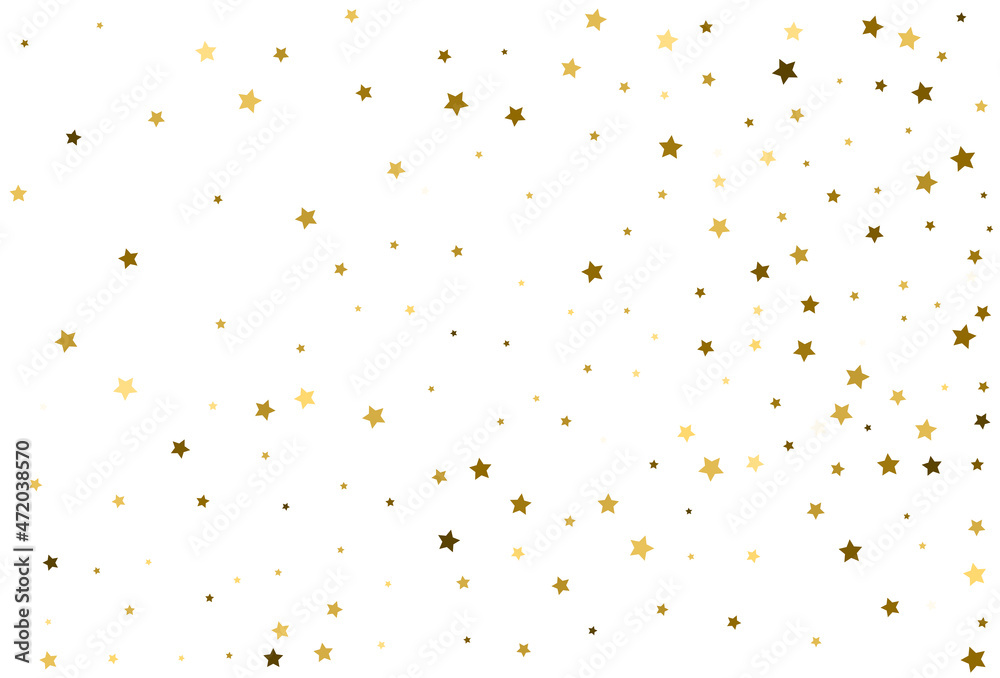 Christmas background with gold stars. Golden stars Celebration Confetti.