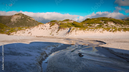 Squeaky Beach in the Wilsons promontory National Park in Australia at sunset