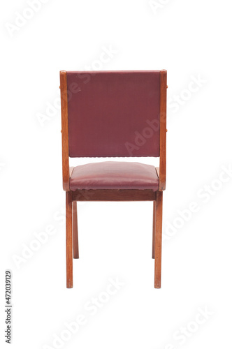 Brown wooden chair on white background