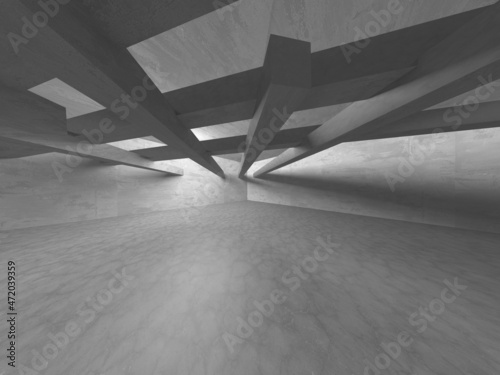 Abstract architecture background. Empty rough concrete interior