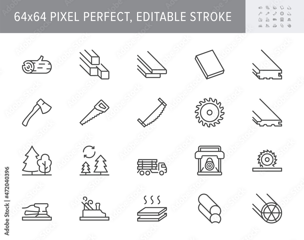 Photography Lumber line icons