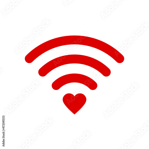 Wifi signal icon with red heart