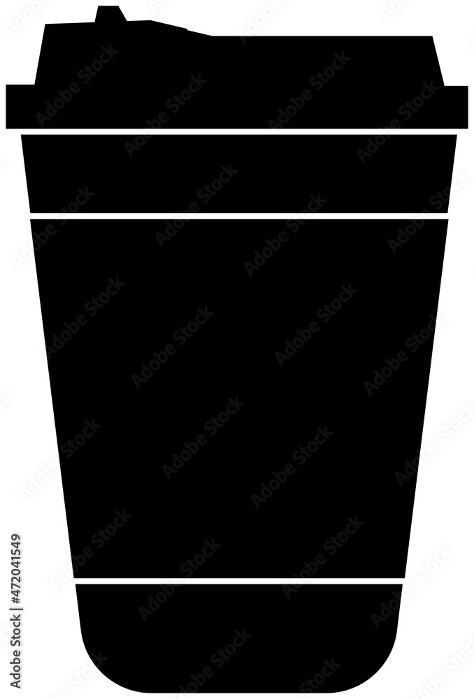 Coffee cup icon with lid, black silhouette. Highlighted on a white background. Vector illustration. A series of business icons. Coffee cup icon with lid, black silhouette. Highlighted on a white background. Vector illustration. A series of business icons.