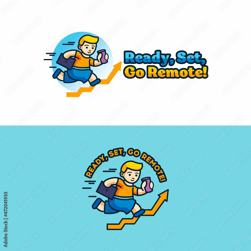 Ready Steady Go.Logo Running focused super boy. Ready Steady Go.Logo Running focused super boy.