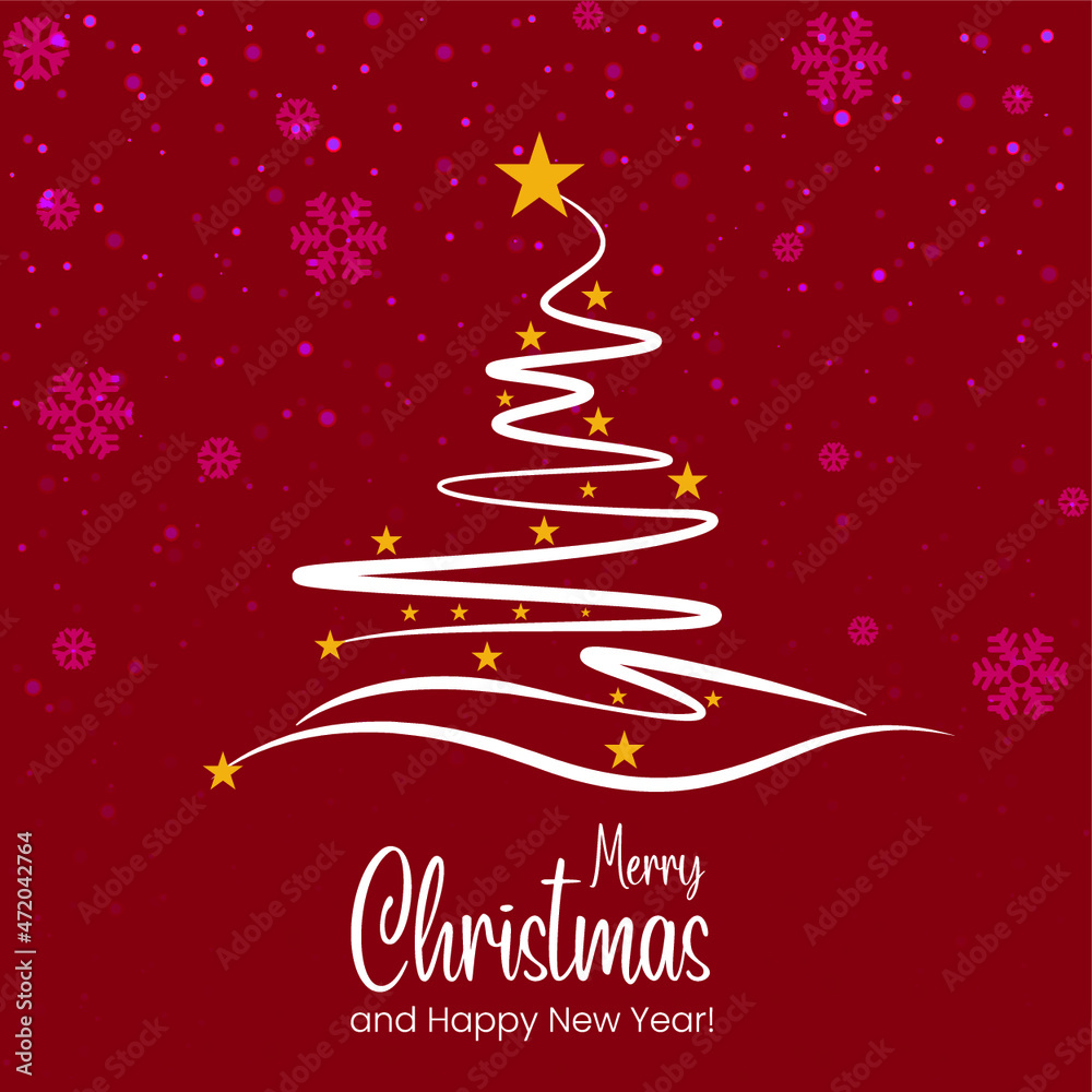 Christmas card with christmas tree. Merry christmas red background Christmas card with christmas tree. Merry christmas red background