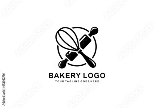 Bakery simple flat logo vector illustration