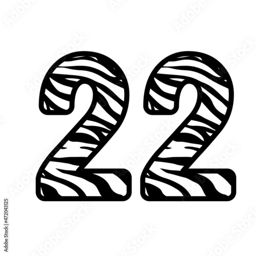Number 22 with Zebra, twenty two