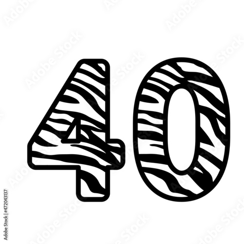 Number 40 with Zebra, forty