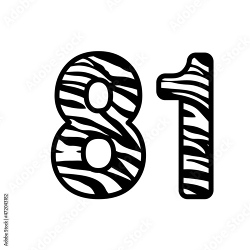 Number 81 with Zebra, eighty one photo