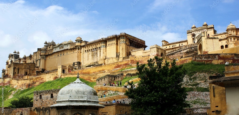 Protective wall of Amber Fort. Jaipur, India