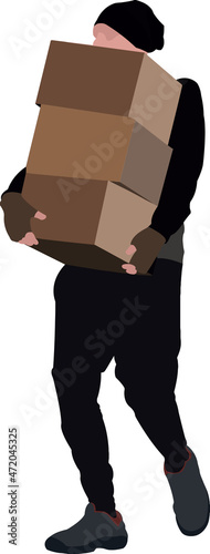 boy delivery purchases in boxes boxes