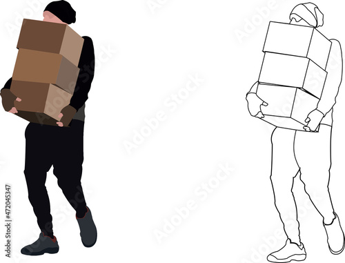 boy delivery purchases in boxes boxes