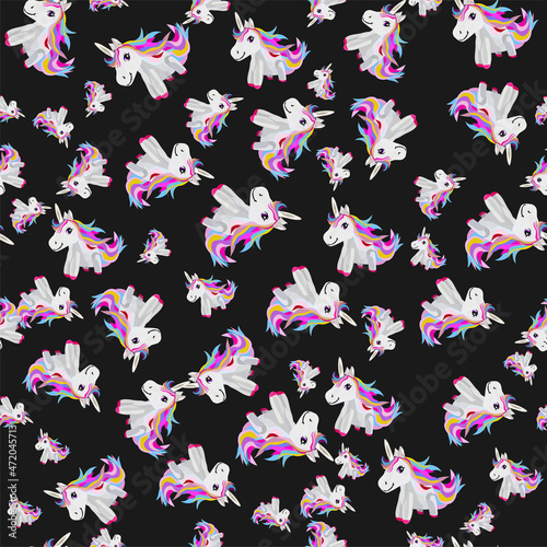 cute unicorn hand drawn seamless pattern vector and illustrations