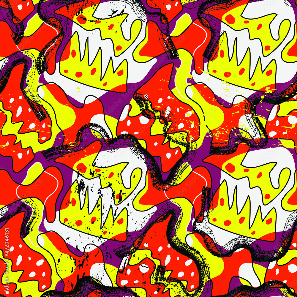 Unusual abstract seamless pattern with hand drawn wave shapes Unusual abstract seamless pattern with hand drawn wave shapes
