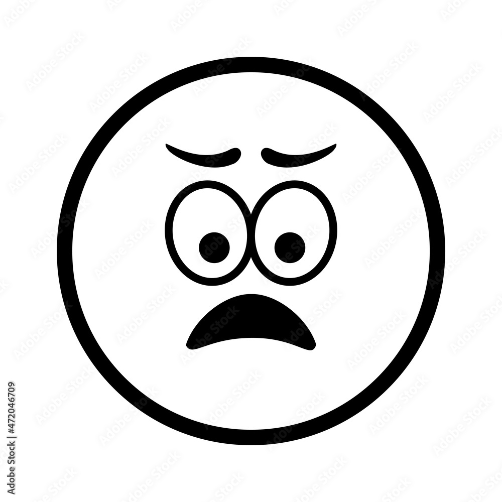 Sad surprised face. Emoji icon vector. Emoticon sign. Negative emotions. Vector illustration. Sad surprised face. Emoji icon vector. Emoticon sign. Negative emotions. Vector illustration.