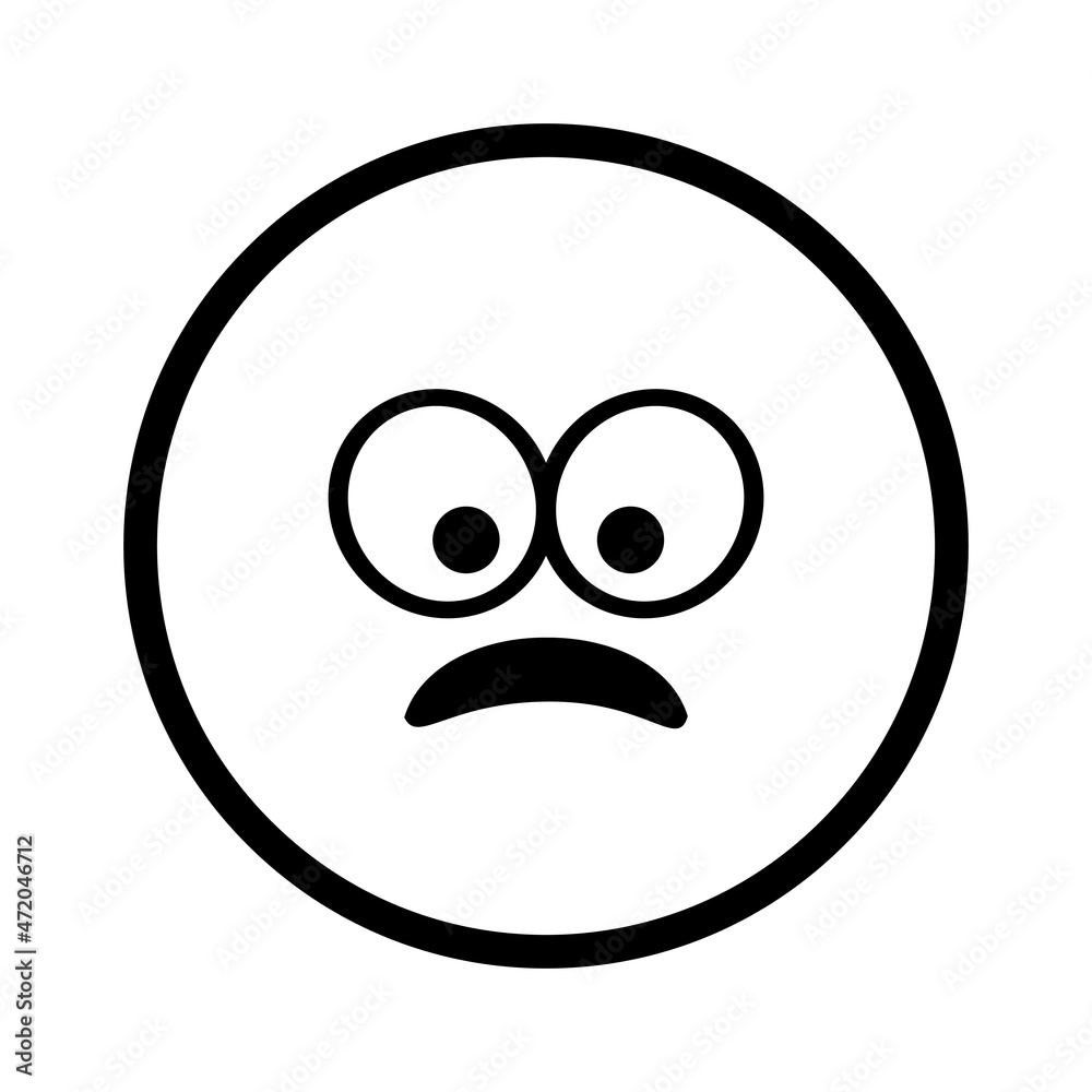 Sad surprised face. Emoji icon vector. Emoticon sign. Negative emotions. Vector illustration. Sad surprised face. Emoji icon vector. Emoticon sign. Negative emotions. Vector illustration.