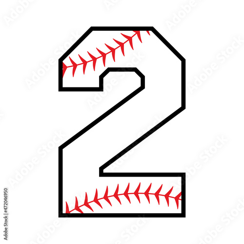 Baseball number 2 icon. Clipart image isolated on white background