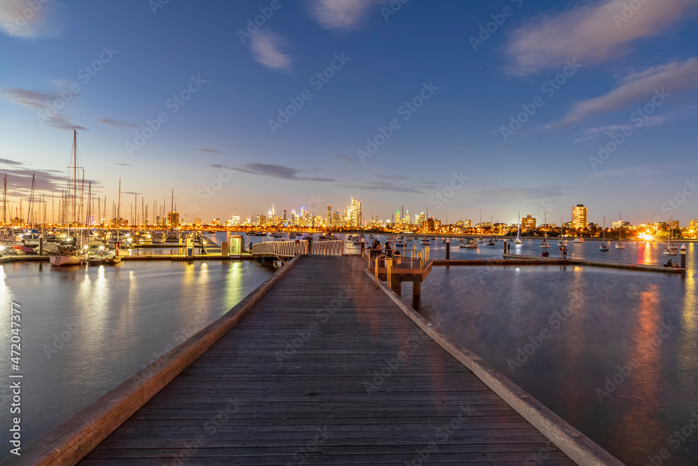 Australia, Victoria, Melbourne, SaintKildaPier at dusk