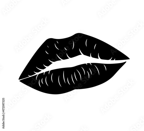 Lips kiss silhouette image. Clipart image