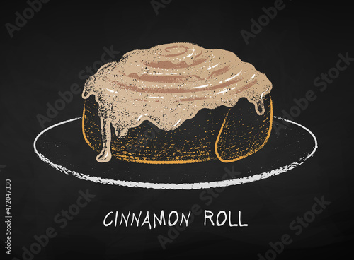 Chalk drawn illustration Cinnamon Roll