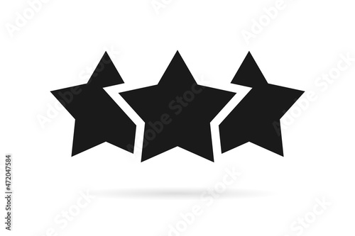 Triple star silhouette icon. Clipart image isolated on white background