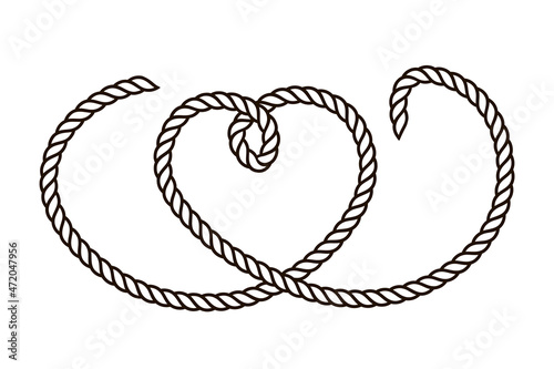 Rope heart shape black icon. Clipart image isolated on white background