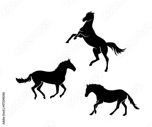 horse silhouette vector  set illustration of horse  silhouette of animal