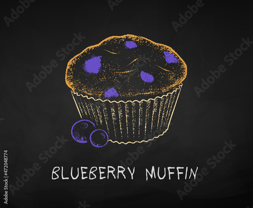 Chalk drawn illustration of Blueberry Muffin