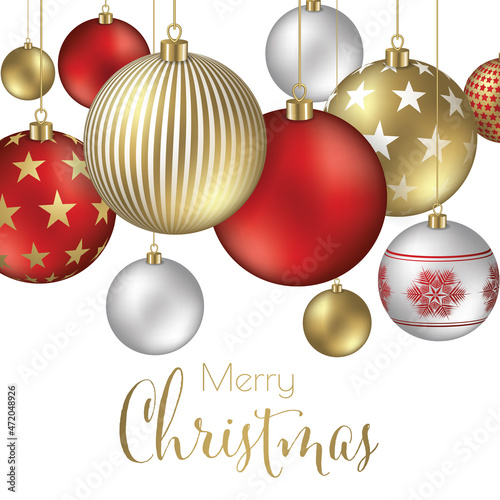 Merry Christmas illustration - Hanging christmas balls  festive design for celebration 