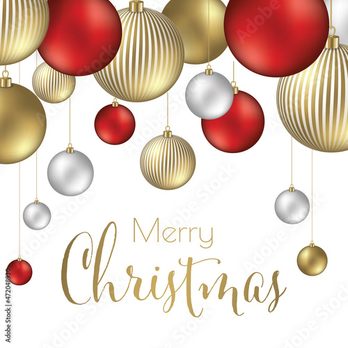 Merry Christmas illustration - Hanging christmas balls  festive design for celebration 