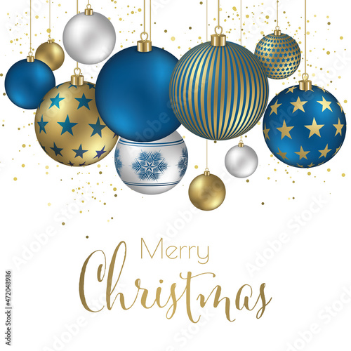Merry Christmas illustration - Hanging christmas balls  festive design for celebration 