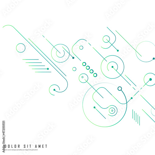 Abstract background with curved lines. Lines modern style with dots and circles. Vector design concept
