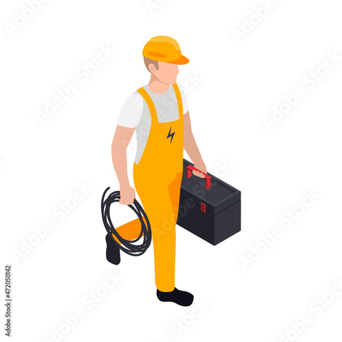 Electric Handyman Isometric Composition